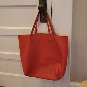 Madewell orange leather HUGE tote